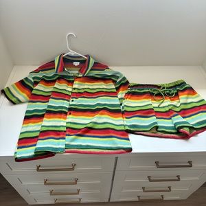 VICI button up short sleeve top and short set